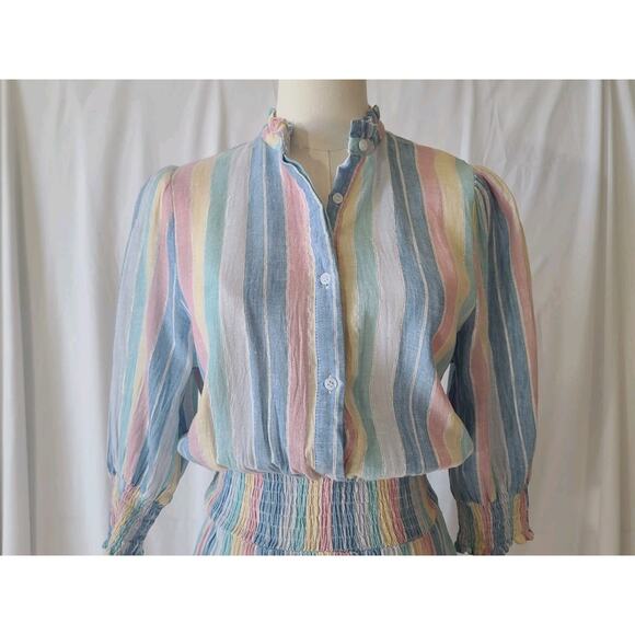 The Shirt Rochelle Behrens Pastel Rainbow Striped The Brigitte Dress Small - Picture 3 of 6